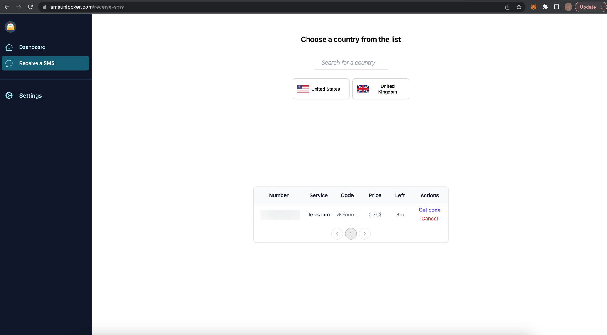 receive-sms-page-screenshot